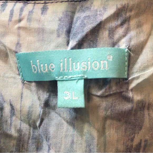 Plus size XXXL Blue Illusion vibrant aqua blue layered ruffle blouse - Picture 4 of 5